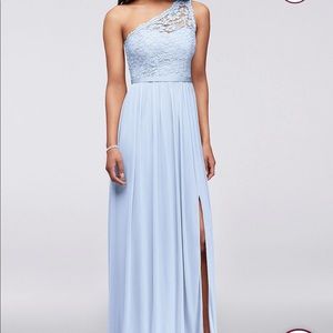Long One Shoulder Lace Bridesmaid Dress -ICE BLUE
